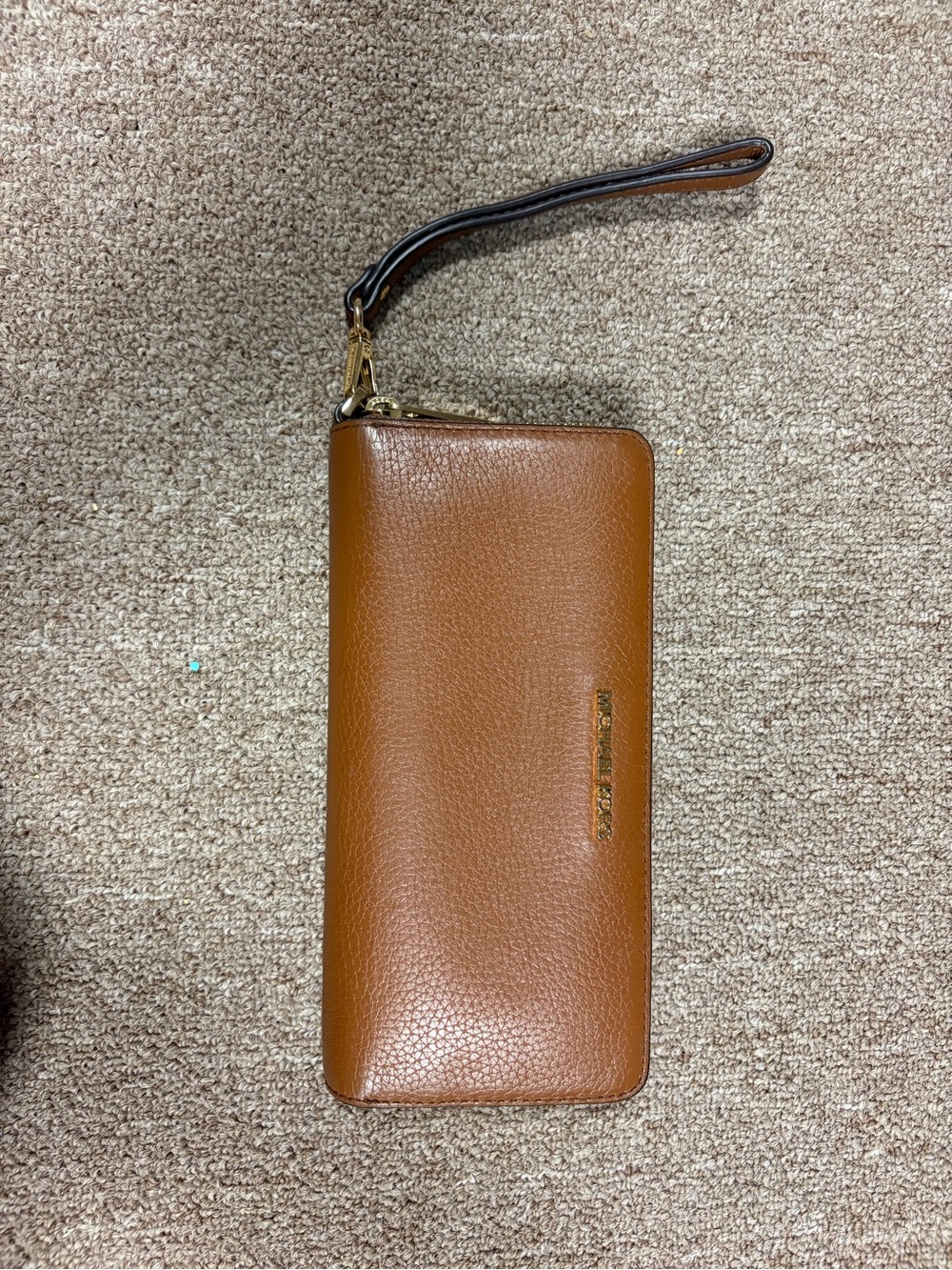 Michael Kors Tan/Brown Leather Zip Wristlet Wallet